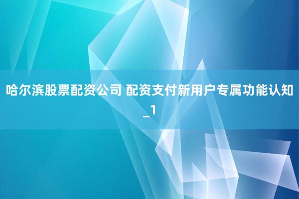 哈尔滨股票配资公司 配资支付新用户专属功能认知_1