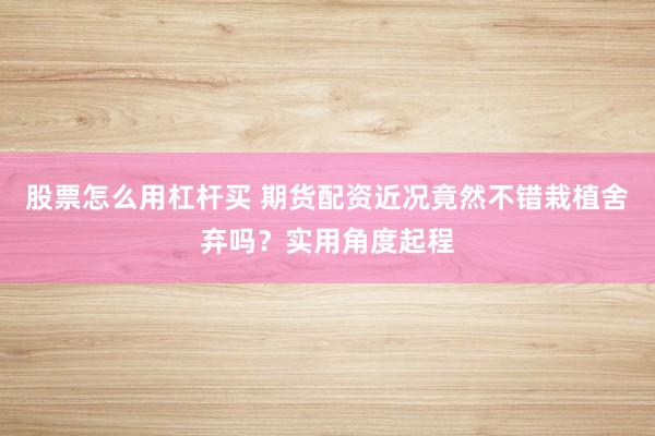 股票怎么用杠杆买 期货配资近况竟然不错栽植舍弃吗？实用角度起程