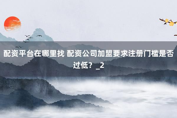 配资平台在哪里找 配资公司加盟要求注册门槛是否过低?_2